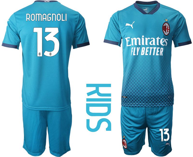 Youth 2020-2021 club AC milan away #13 blue Soccer Jerseys->manchester united jersey->Soccer Club Jersey